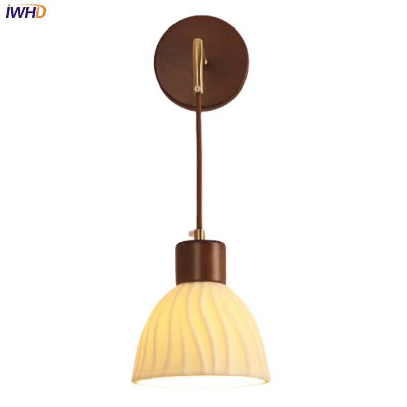 DecorBites™ Adjustable LED Wall Light Fixture with Ceramic Wood Base for Dining Room, Study, Bar