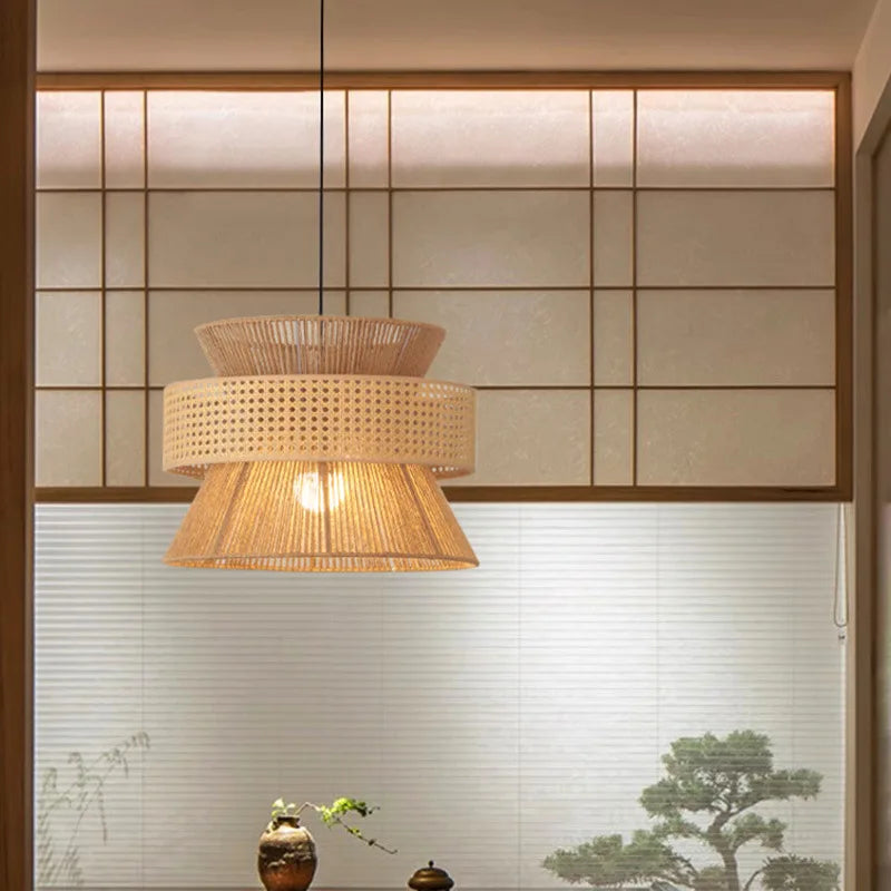 DecorBites™ Handmade Hemp Rope Chandelier Pendant Light for Restaurant and Cafe