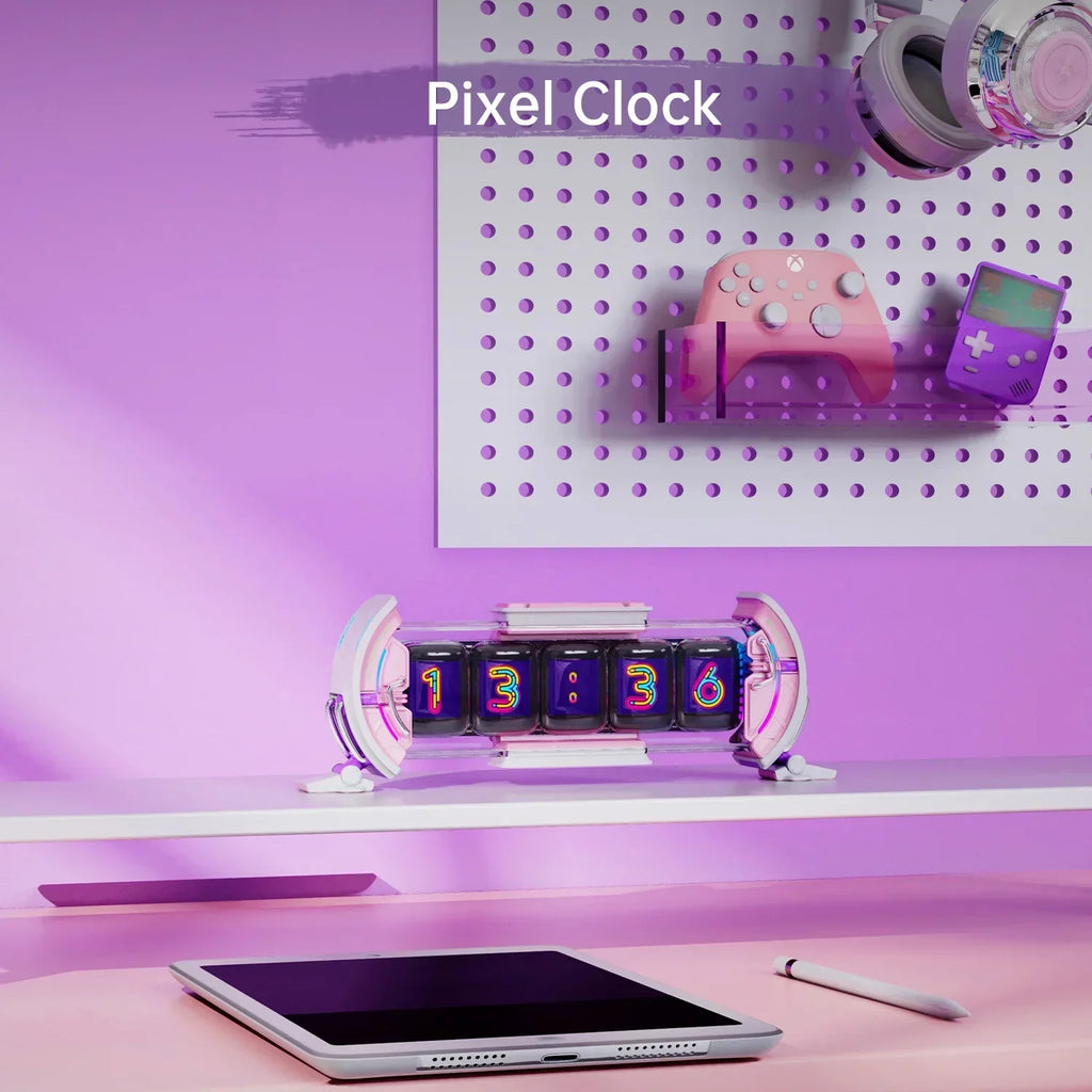 DecorBites™ Cute Gaming Digital Clock with Smart App Control and Weather Forecast, Stock Updates