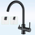Matte black purified water kitchen faucet dual handle mixer