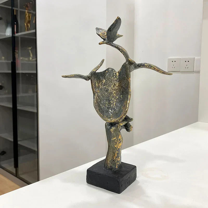 DecorBites™ Golden Mask Bird Figurine Statue for Home Office Decor