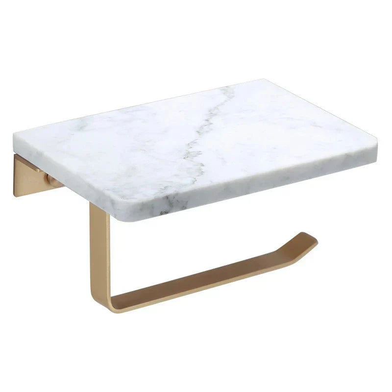 DecorBites™ Gold Marble Toilet Paper Holder Tissue Box Stand Wall Mount Bathroom Rack