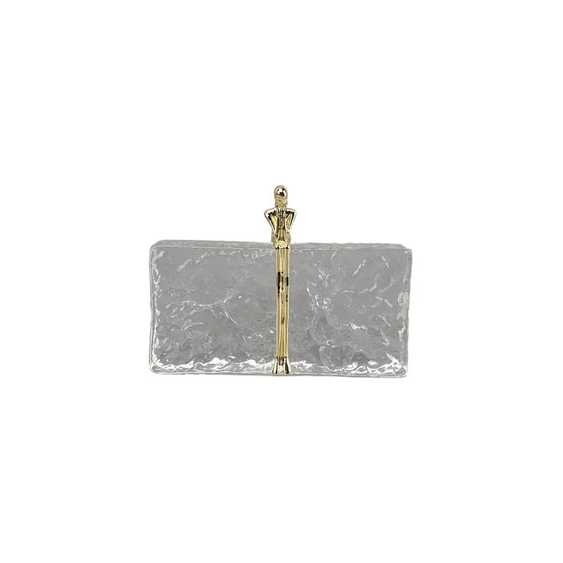 DecorBites™ Golden Thinker Ice Crystal Sculpture: Abstract Figure on Crystal Base