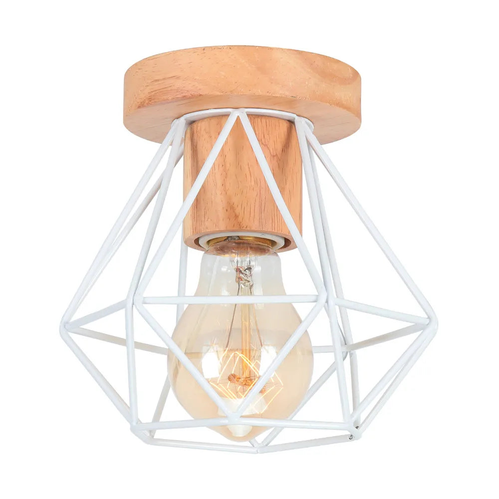 DecorBites™ Iron Wood E27 Ceiling Light: Modern Nordic Mini Lamp for Living Room and Bedroom