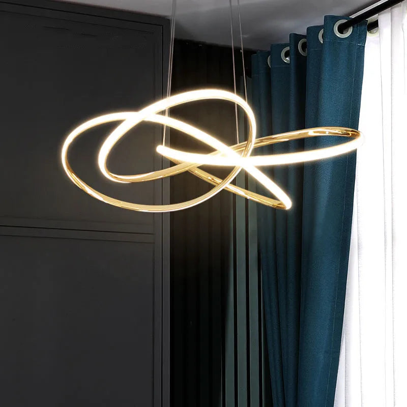 DecorBites™ Geometric Line LED Chandelier for Modern Home Decor and Lighting