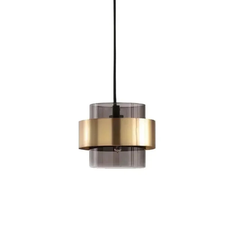 DecorBites™ Gold Wrought Iron Glass Shade Pendant Light for Restaurant Coffee Bar