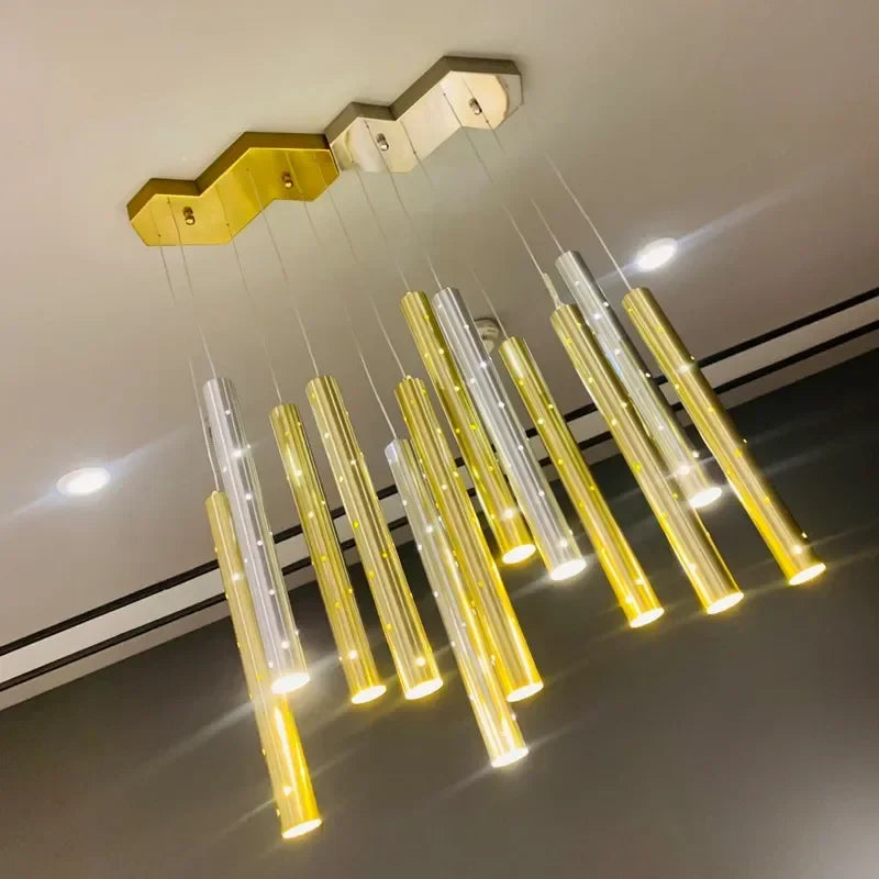 DecorBites™ Gold/Silver LED Chandelier for Home, Restaurant, and Beauty Club Lighting