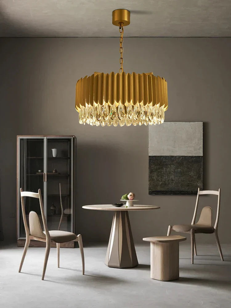 DecorBites™ Gold Crystal Water Droplet Pendant Light - Black Suspension Lamp