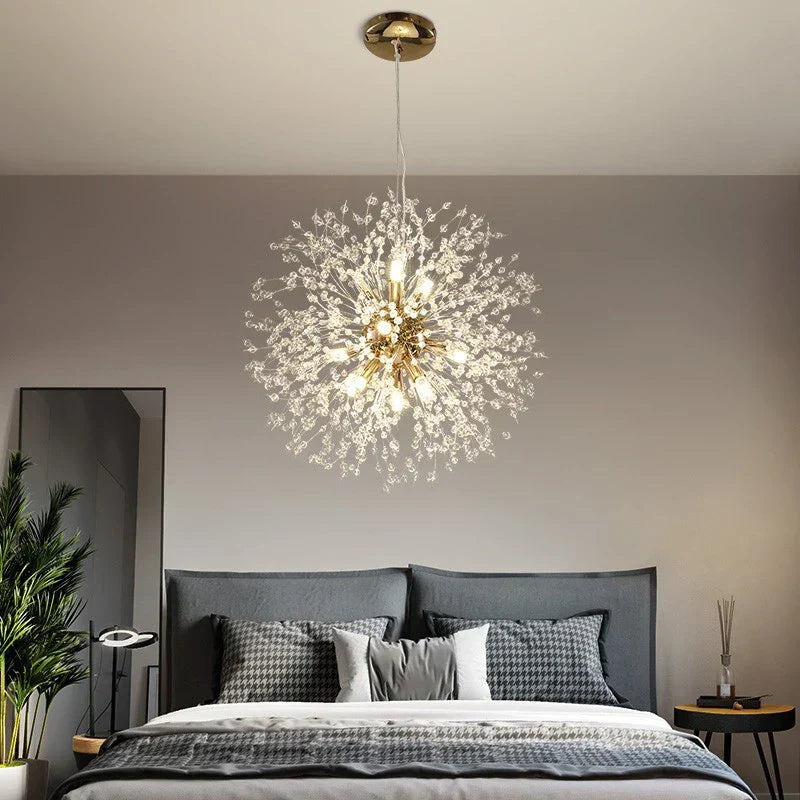 DecorBites™ Dandelion Art Crystal Chandelier: Nordic Modern Luxury for Living Room & Restaurant