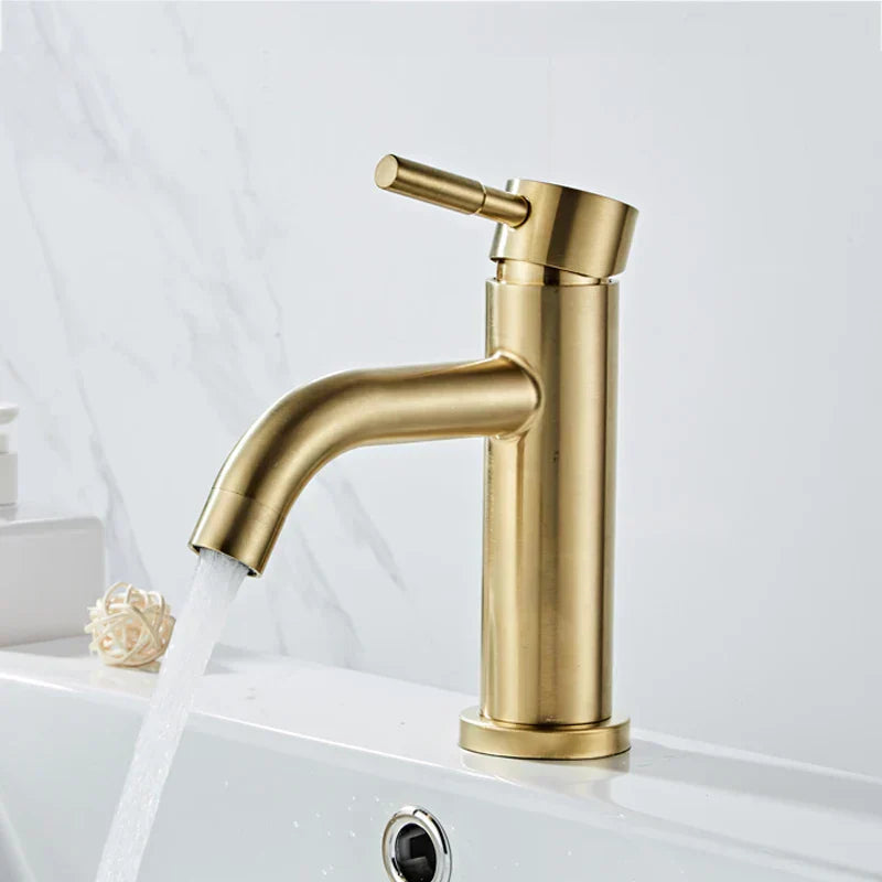 DecorBites™ Gold Basin Faucet: Stainless Steel Single Handle Mixer for Bathroom and Kitchen