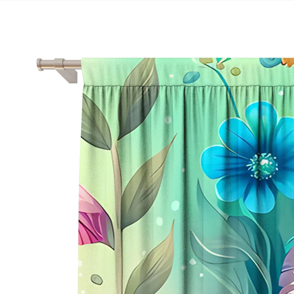 DecorBites™ Black Cat Color Owl Modern Printed Curtain Set