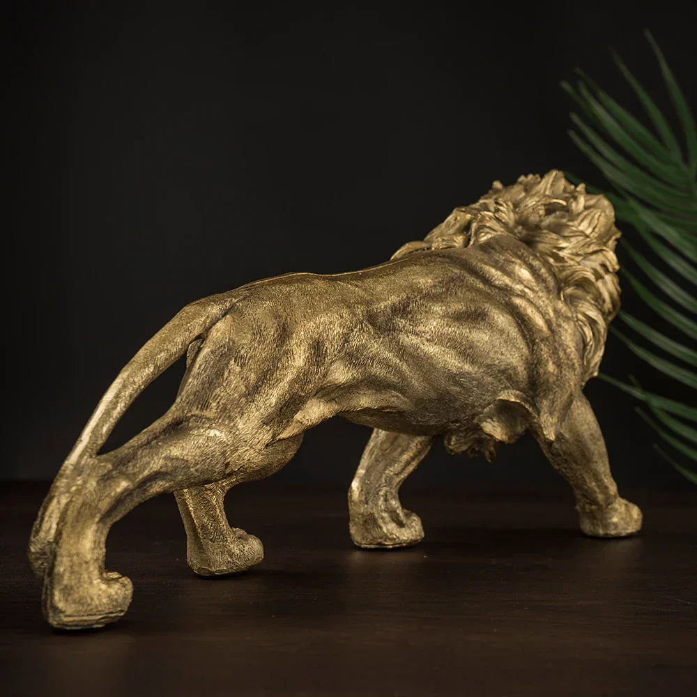 DecorBites™ Golden Lion King Figurine: Modern Office & Home Decor Statue