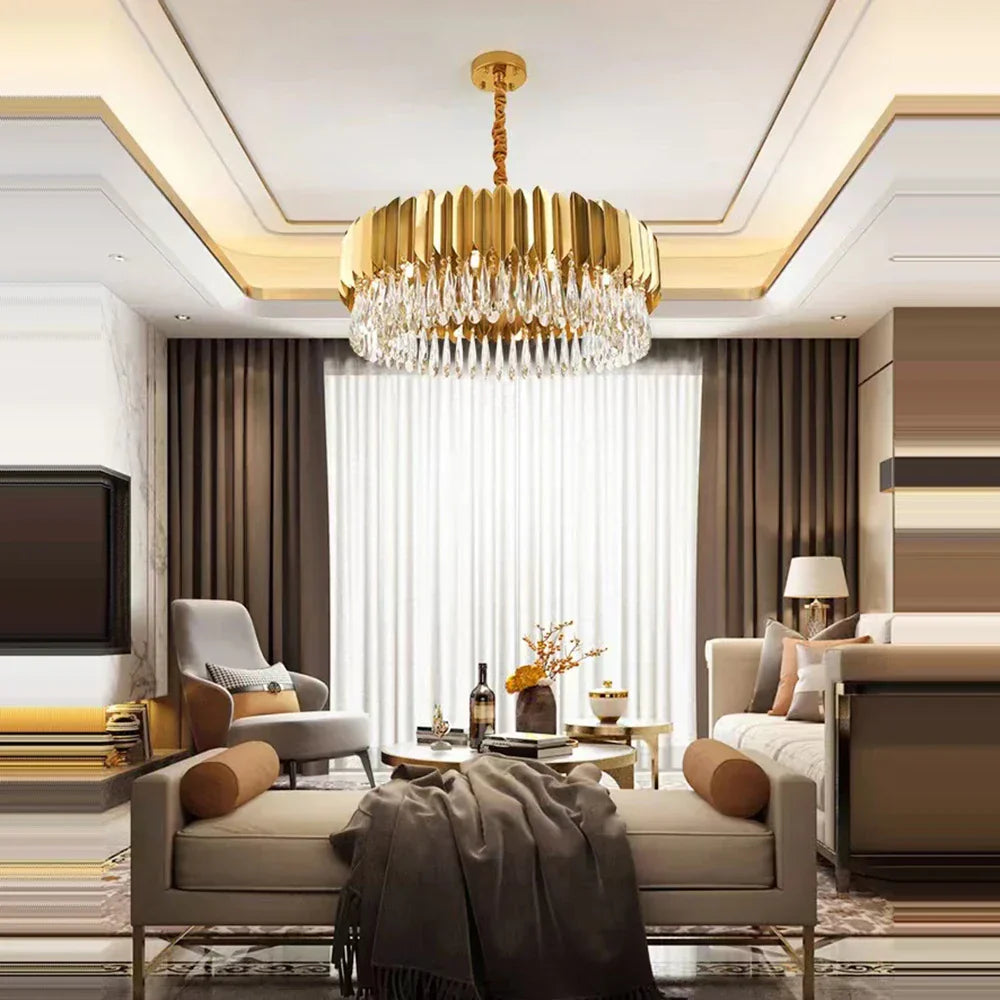 DecorBites™ Crystal Water Droplet Pendant Lights: Elegant LED Dimmable Lamps for Dining Room Foyer