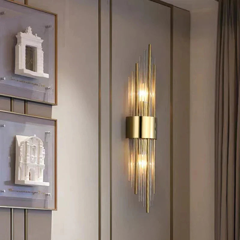 DecorBites™ Clear Crystal LED Wall Lamp Stainless Steel Sconces for Bedroom Dining Room