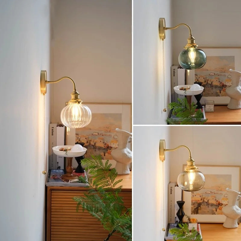 DecorBites™ Green Class Ball LED Wall Light with Copper Socket for Bedroom Living Dining Room