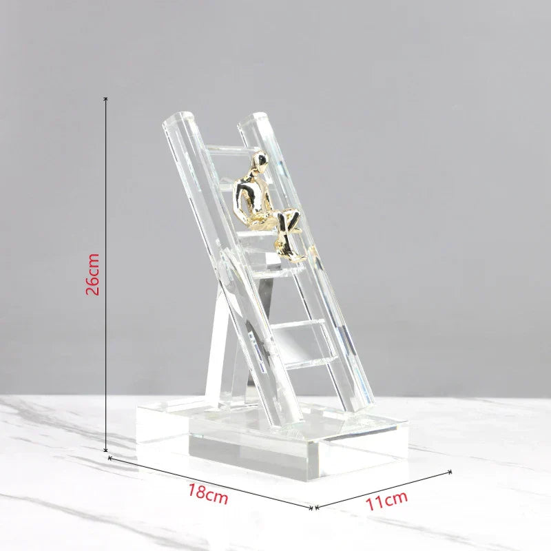 DecorBites™ Golden Figures Resin Sculpture: Creative Staircase Desk Decoration