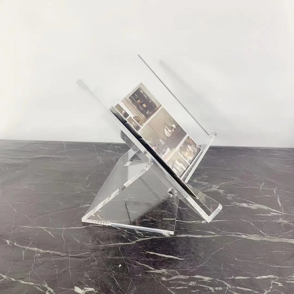 DecorBites™ Acrylic Geometric Bookshelf Magazine Rack Desktop Organizer Home Decor Storage