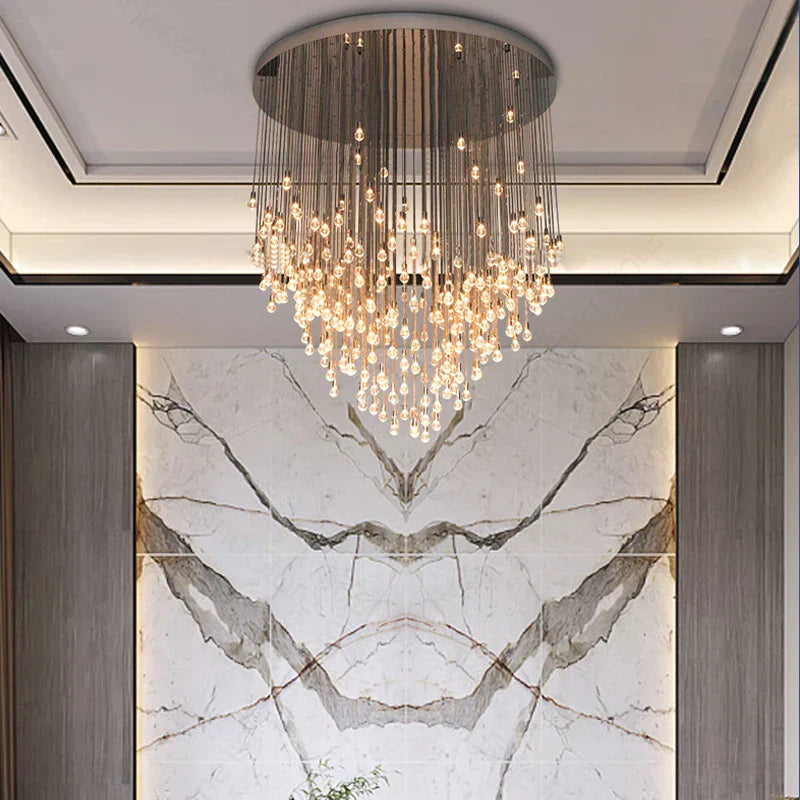 DecorBites™ Large Gold LED Crystal Ball Chandelier for Modern Luxury Living Room