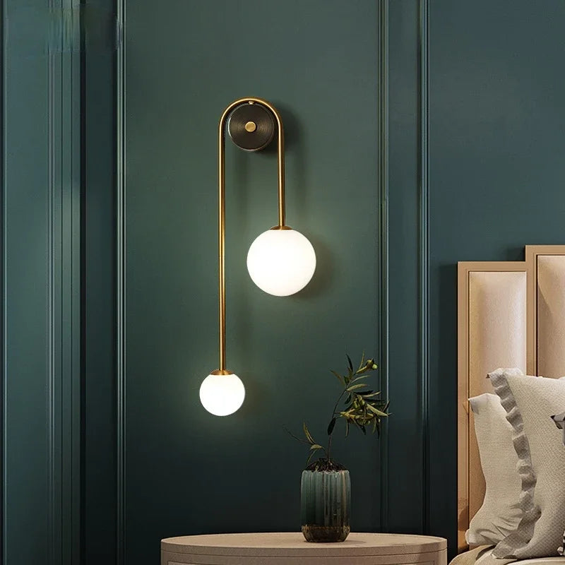 DecorBites™ Glass Ball LED Wall Lamp: Modern Round Gold Iron Light for Bedroom, Living Room