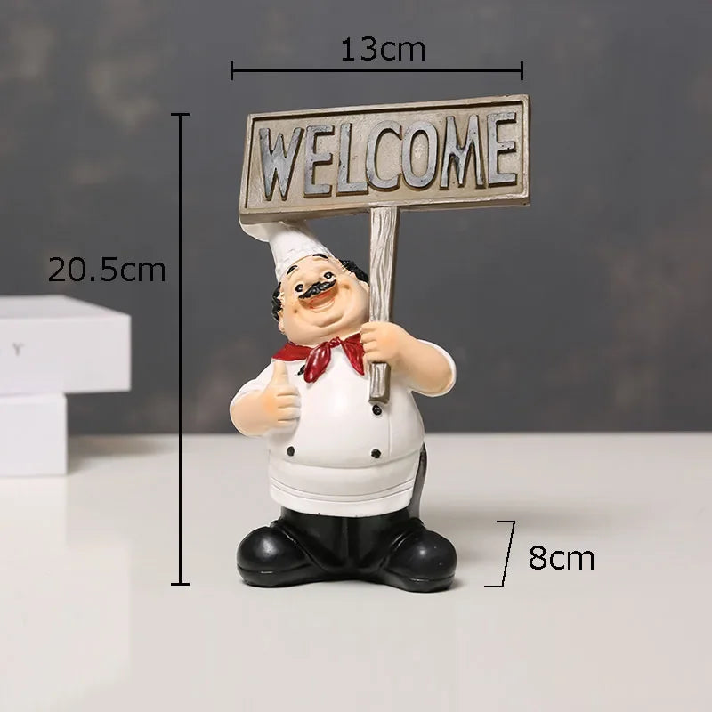 DecorBites™ Bearded Chef Resin Figure Sculpture Modern Kitchen Desk Decor Ornaments