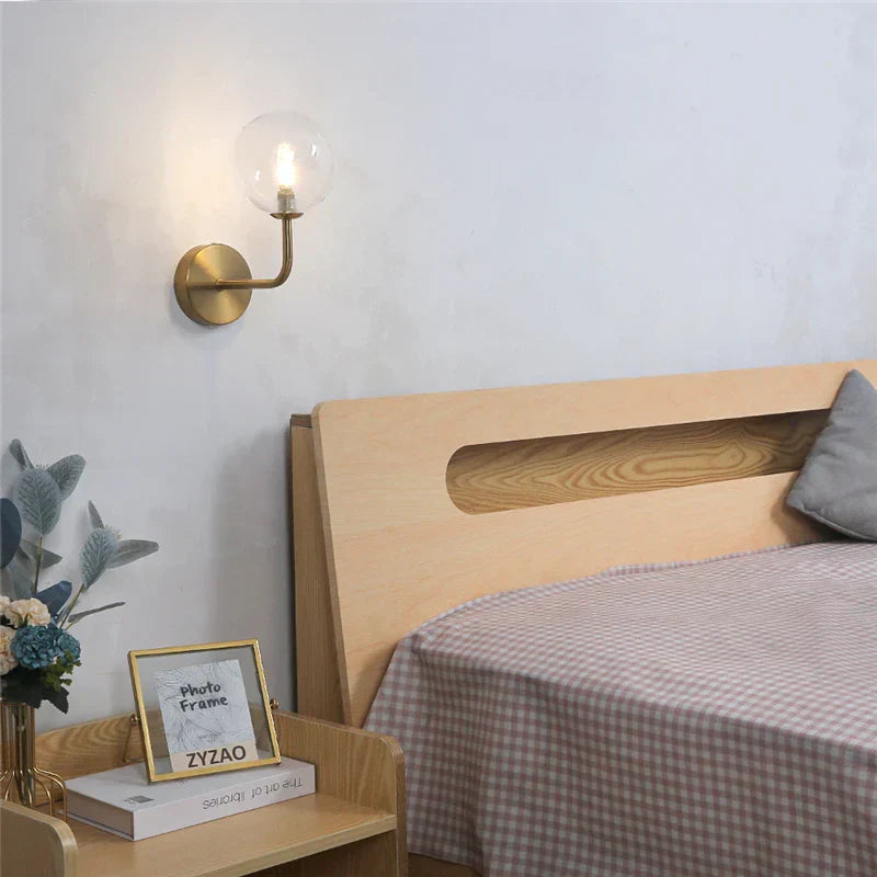 DecorBites™ Glass Ball Metal Bend Wall Lamp for Living Room Bedroom, Nordic Retro Design