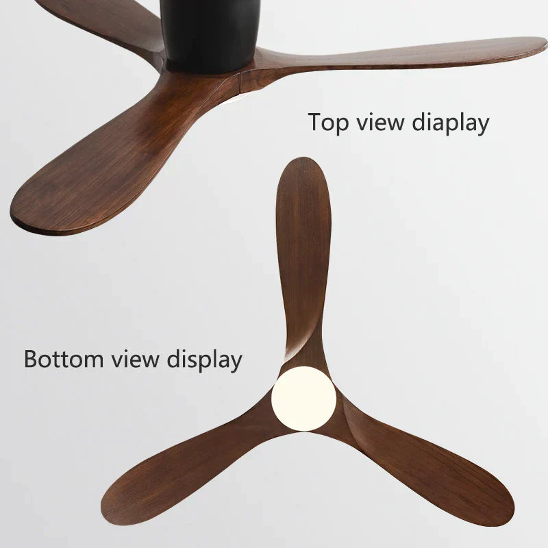 DecorBites™ 52" Low Floor Fan Lights Wood Blade Remote Control Ceiling Fan Strong Winds