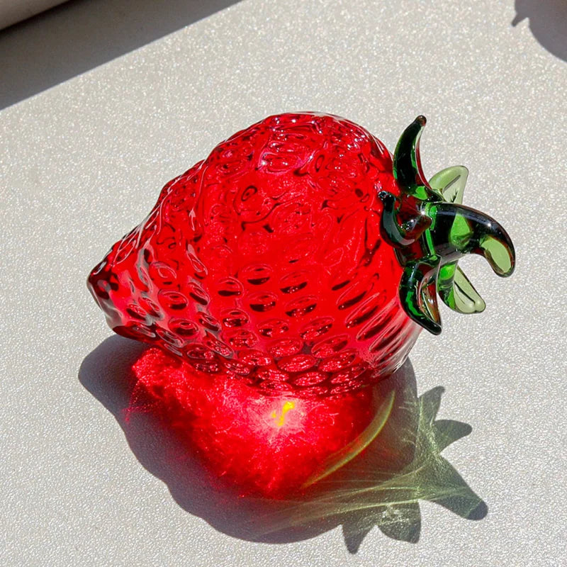 DecorBites™ Glass Red Strawberry Figurine Crystal Fruit Miniature Ornament Decor