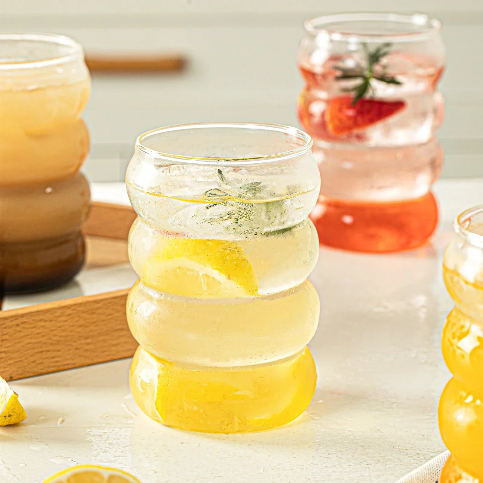 DecorBites™ Creative Glass Cup Set with Lid and Straw - Perfect for Parties