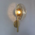 Modern minimalist brass & black led glass wall sconce living room