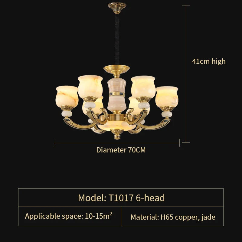DecorBites™ Copper Jade Pendant Lamp: Modern Chinese Style Dining Room Decor for Villas