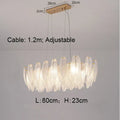 DecorBites™ Gold Feather Chandelier LED Pendant Light for Home Decor