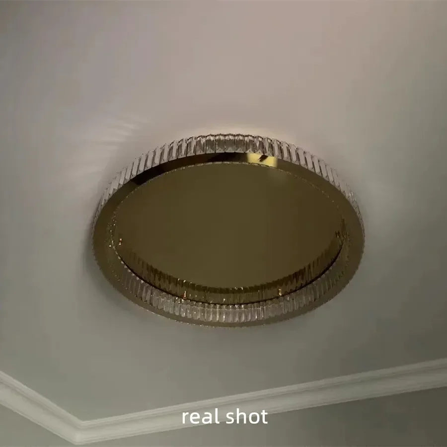 DecorBites™ Gold Steel LED Dimmable Ceiling Lights Luxury Crystal Fixture