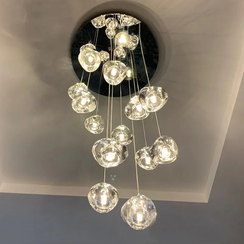 DecorBites™ Crystal Ball Chandelier: Modern LED Stair Chandelier for Living Room and Kitchen