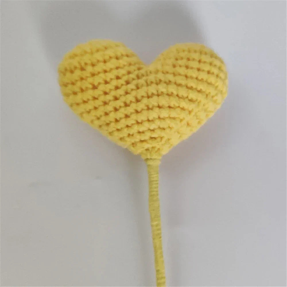 DecorBites™ Heart-Shaped Crochet Flower Bouquet - Handmade Wedding Home Decor & Family Gift