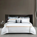 DecorBites™ King Size Luxury 1400TC Cotton White Bedding Set with Embroidery
