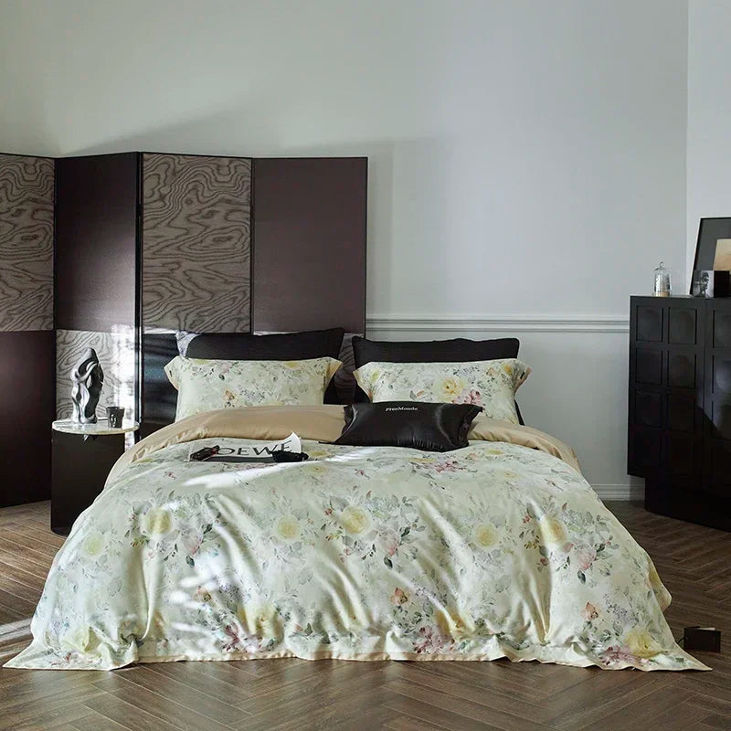 DecorBites™ Luxe 100s Egyptian Cotton Bedding Set: Sheet, Blanket, Cover, Pillowcase