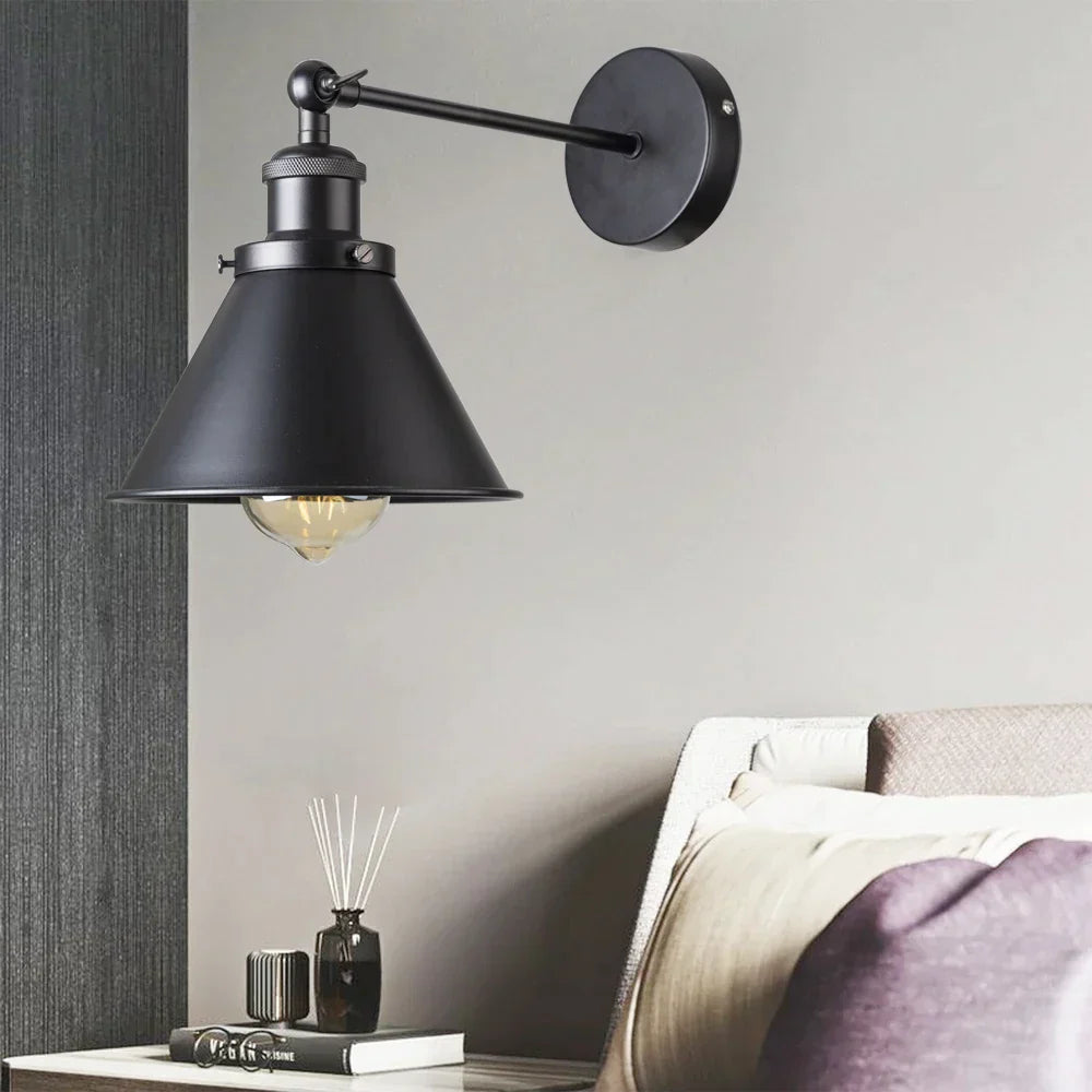 Industrial gold wall lamp bedroom brass sconce with adjustable arm