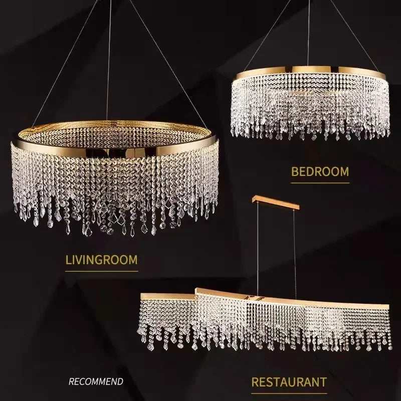 DecorBites™ Crystal Chandelier: Modern Nordic LED Pendant Lighting Fixture for Luxe Home Decor