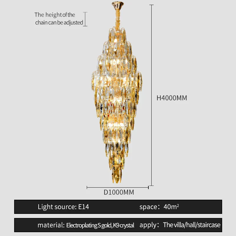 Luxe modern brass and crystal chandelier dining room pendant light