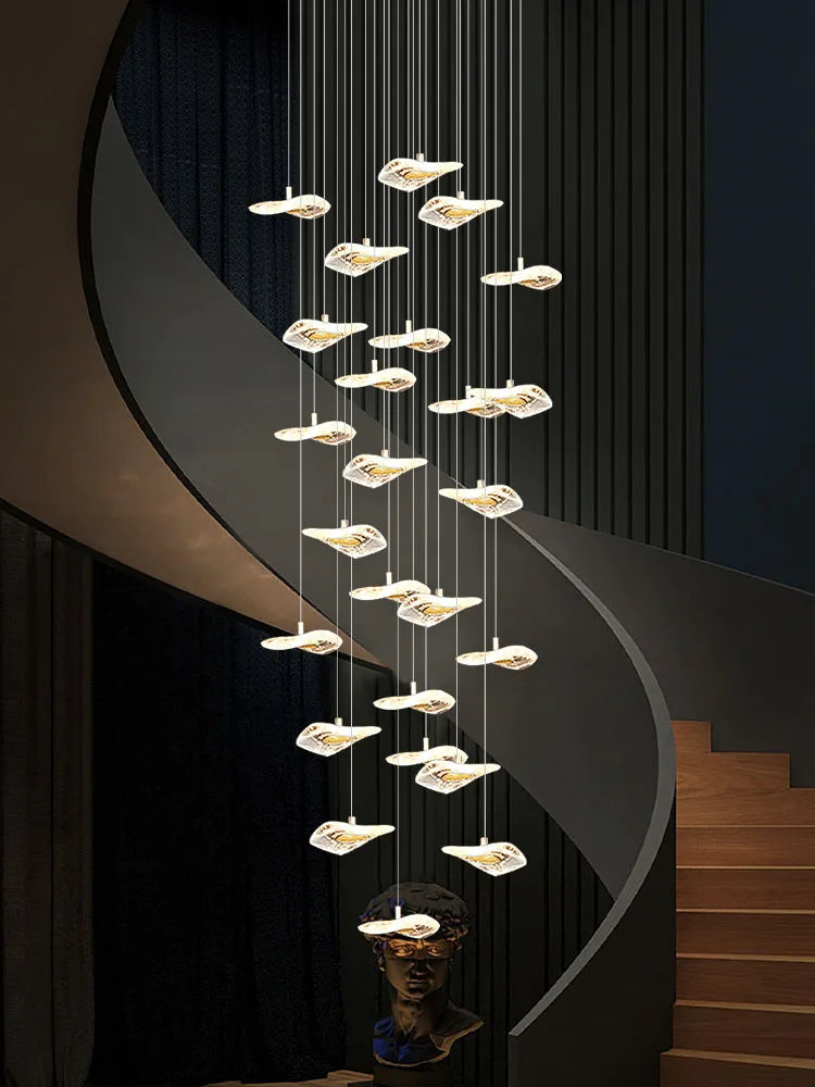 DecorBites™ Crystal Glass Staircase Chandelier: Modern Nordic Luxury Living Room Lighting