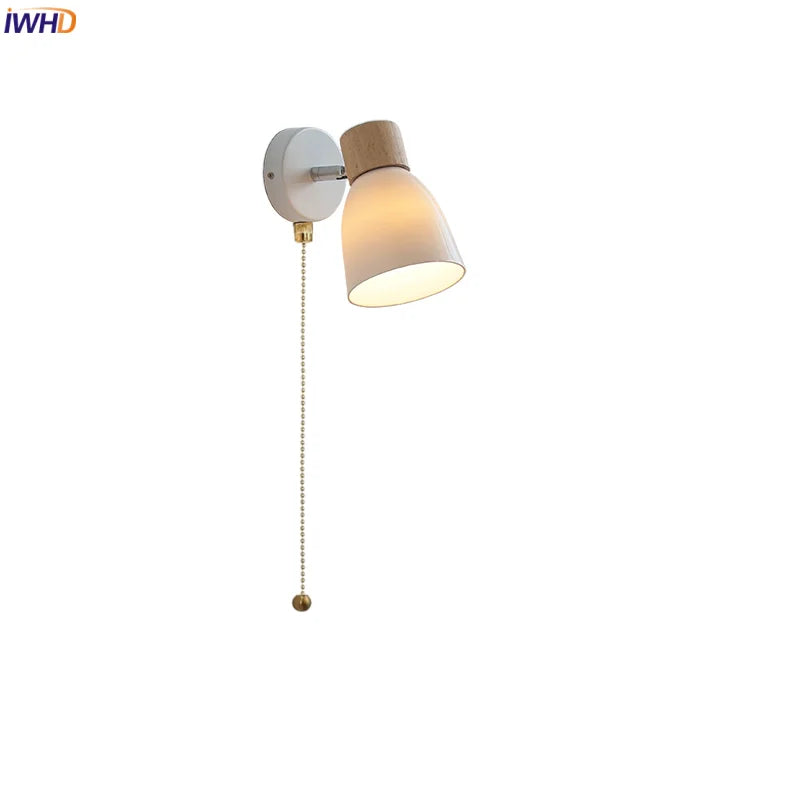 DecorBites™ Iron Wood LED Wall Light Fixture Rotate Bedside Lamp Aplique Pared