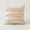 DecorBites™ Ivory Cushion Cover with Pompom Tassels - Home Decor for Living Room Sofa Booth