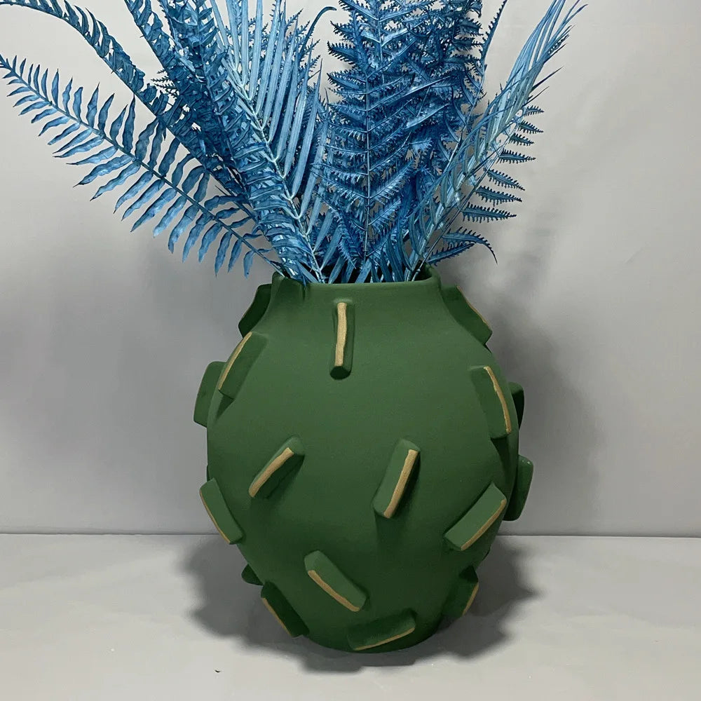 DecorBites™ Geometric Block Vase - Ceramic Abstract Floral Arrangement Decor