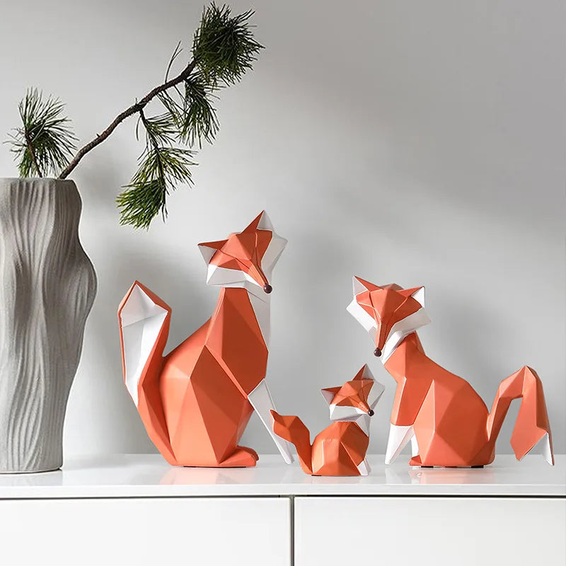 DecorBites™ Fox Figurine Resin Art Sculpture for Modern Home Decor and Gifts