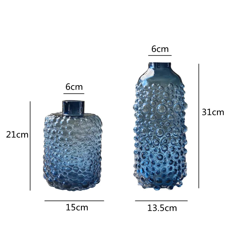 DecorBites™ Clear Glass Flower Vase Hydroponic Home Decoration Texture Uneven Texture