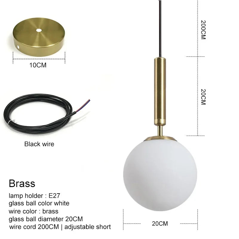 DecorBites™ Gold Glass Ball Pendant Lamp for Luxurious Dining Room & Bedroom Decor