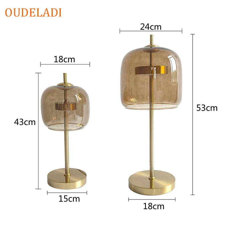 DecorBites™ Gold Glass LED Desk Lamp for Modern Luxury Home Decor