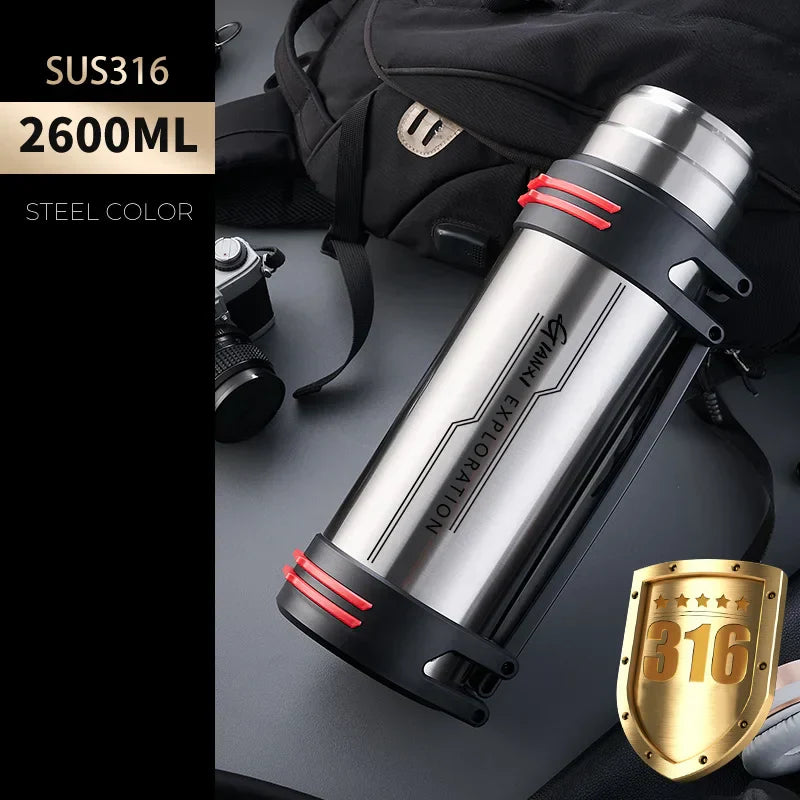 DecorBites™ Insulated Stainless Steel Water Bottle Large Capacity Flask Outdoor Travel Cup