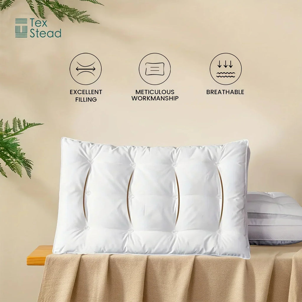 DecorBites™ Double Layer Fiber Pillow: Soft & Fluffy Hotel Adult Neck Pillow for All Sleepers