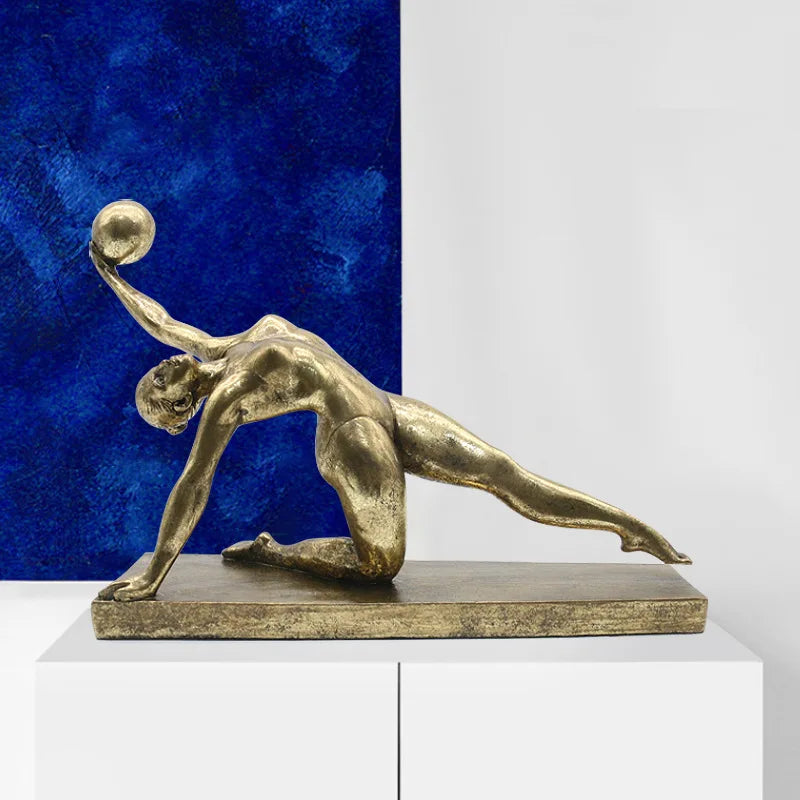 DecorBites™ Golden Gymnast Figurine Ball Decor Home Decoration Resin Handicrafts